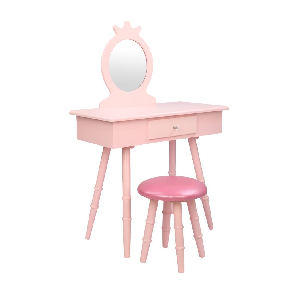 Children's Dressing Table One Mirror/Chair/Single Drawer Pink Bed