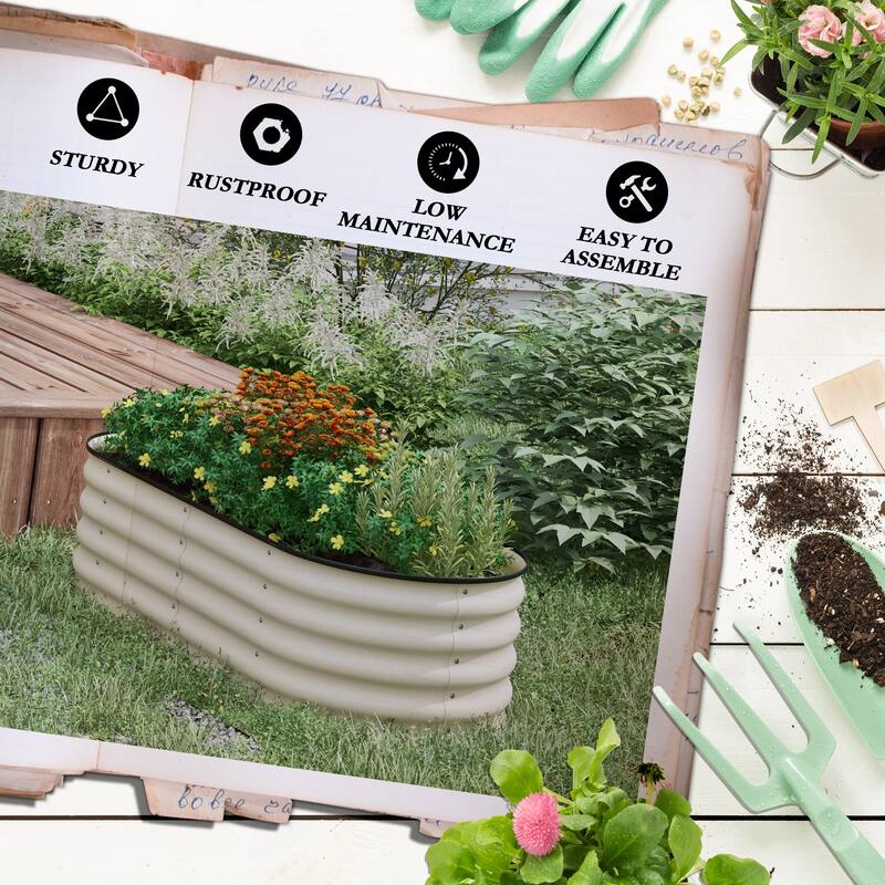 Outsunny 4.9' x 2' x 1.4' Galvanized Raised Garden Bed Kit, Outdoor Metal Elevated Planter Box
