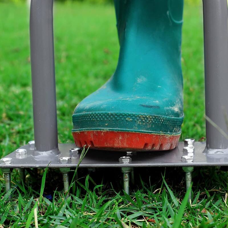 WaLensee Lawn Aerator Spike Metal Manual Dethatching Soil Aerating Lawn with 15 Iron Spikes, Pre-Assembled Grass Aerator Tools