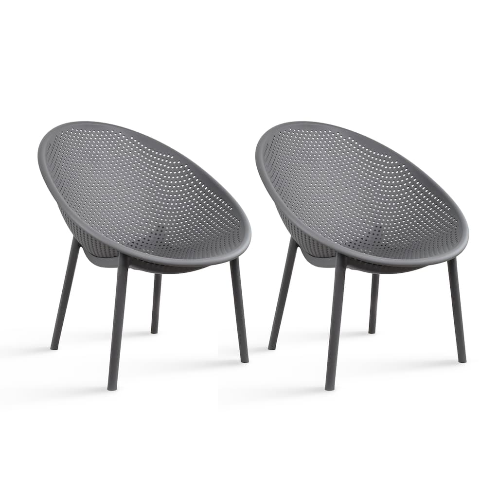 Set of 2 Modern Plastic Lounge Chair Plastic Legs with Polka Dots Spot Breathable for Patio Indoor Outdoor Use
