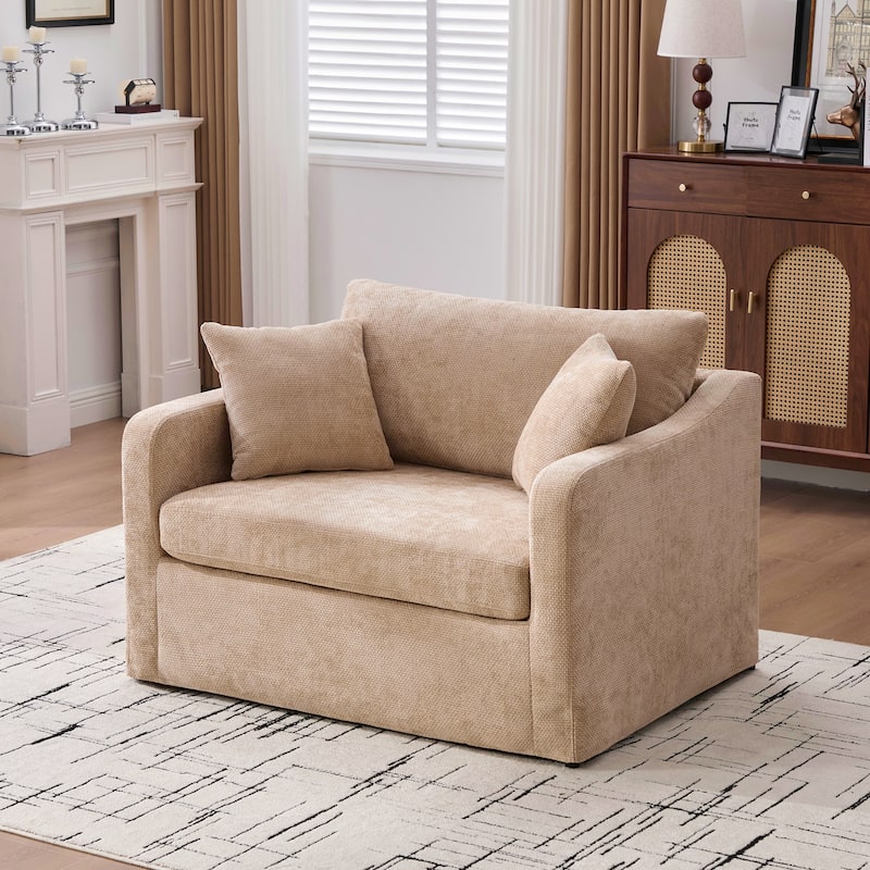 45.27" Accent Chair Armchair for Living Room, Oversized Chenille Single Sofa Chair Reading Chair Lounge Chair & Ottoman Set