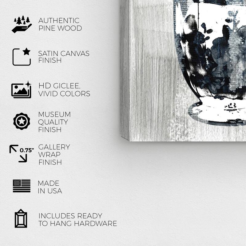Wynwood Studio 'Coffee Cups Screenprint Blue' Drinks and Spirits Wall Art Canvas Print Tea - Blue, Gray
