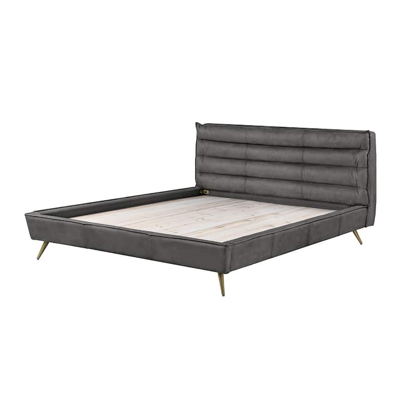 Top Grain Leather Queen Bed