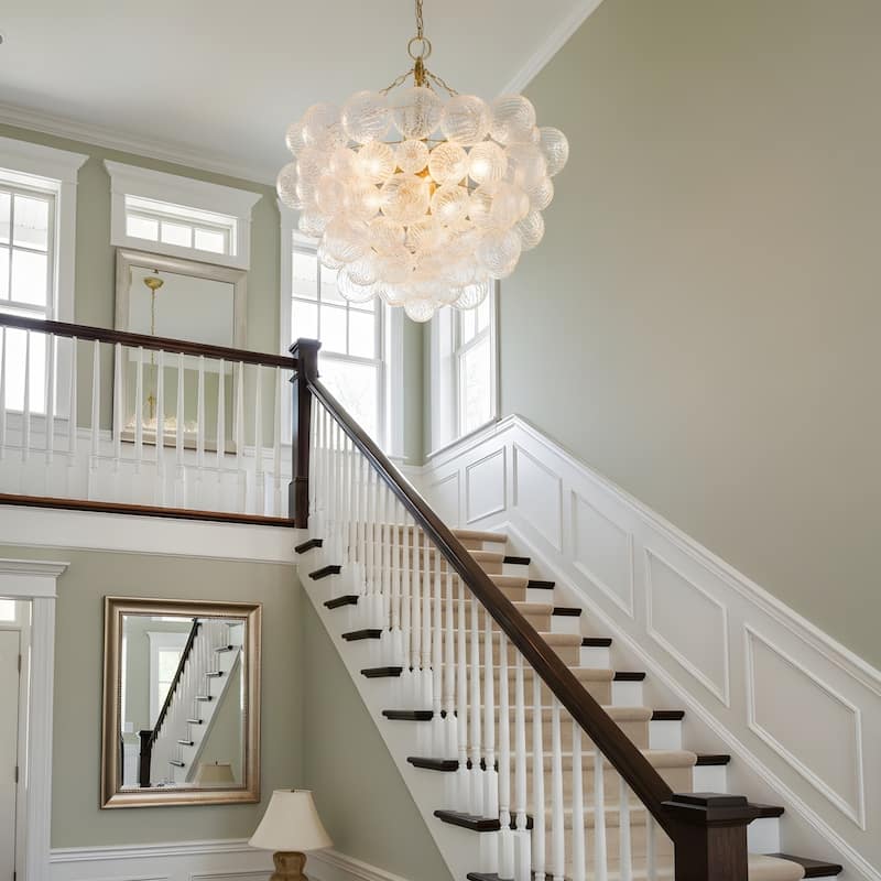 Gold Bubble Ball Chandelier, LED Pendant Light with Glass Globes