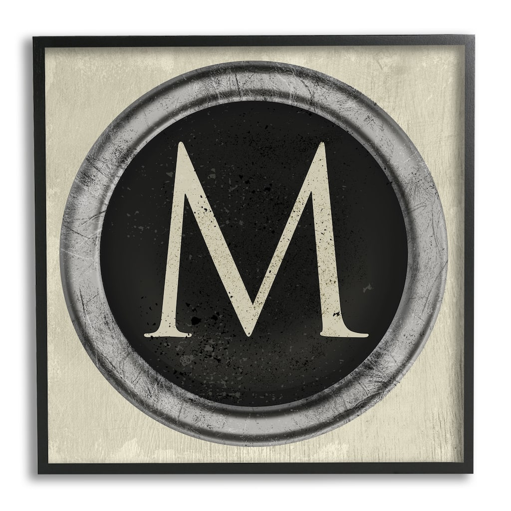 Stupell Letter M Initial Vintage Shape Typewriter Key Framed Wall Art - Beige