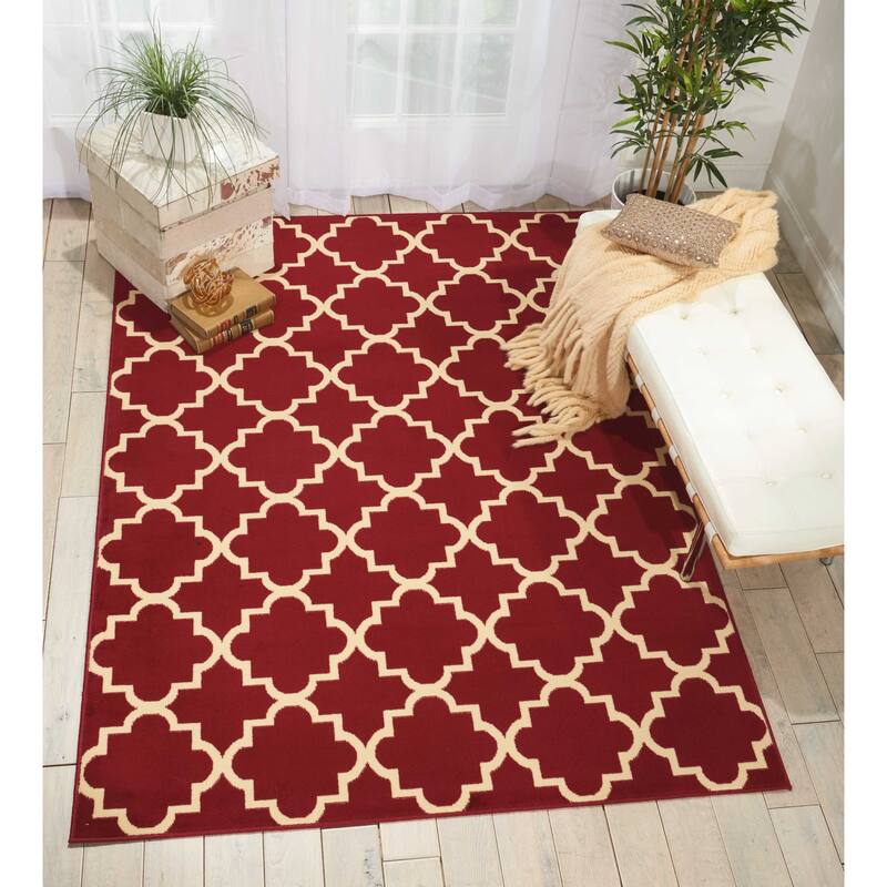 Nourison Grafix Modern Moroccan Trellis Area Rug - 5'3" x 7'3" - Red - Rectangle