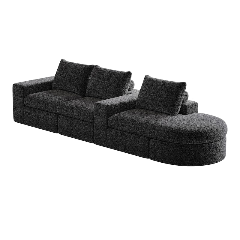 99" Chenille L-Shaped Sectional Sofa with Chaise Lounge and Deep Seats, No Assembly Required