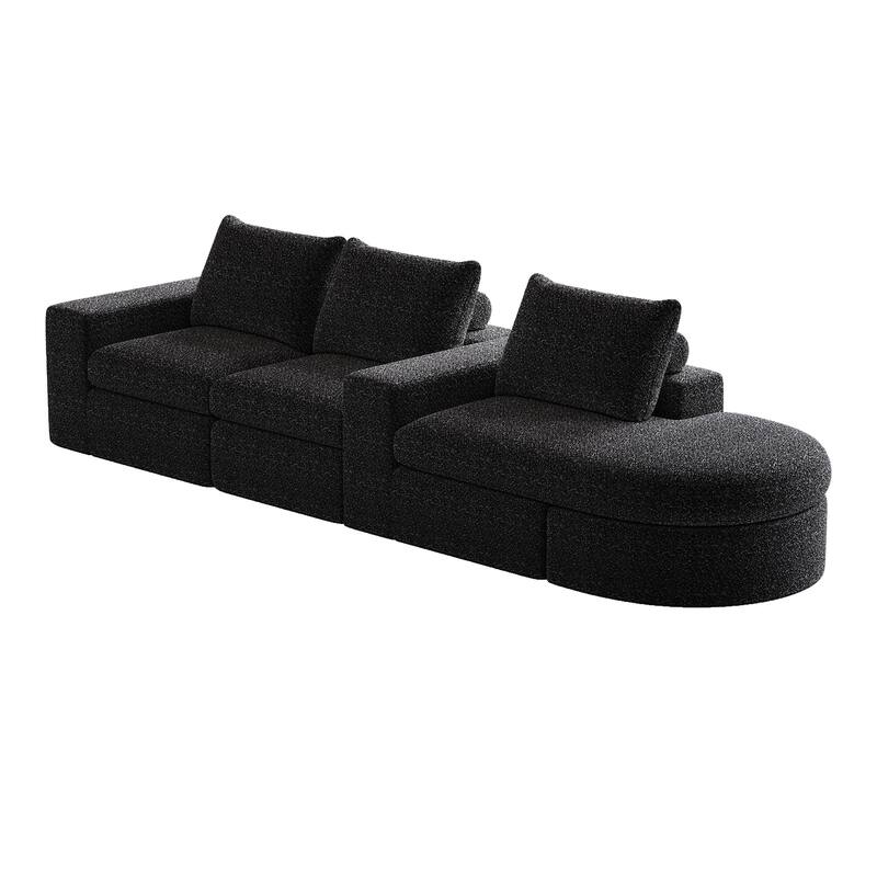 99-Inch Chenille Cloud Curved Sectional Sofa with Chaise, L-Shaped Modern Boneless Couch with Deep Seats,Sectional Sofa