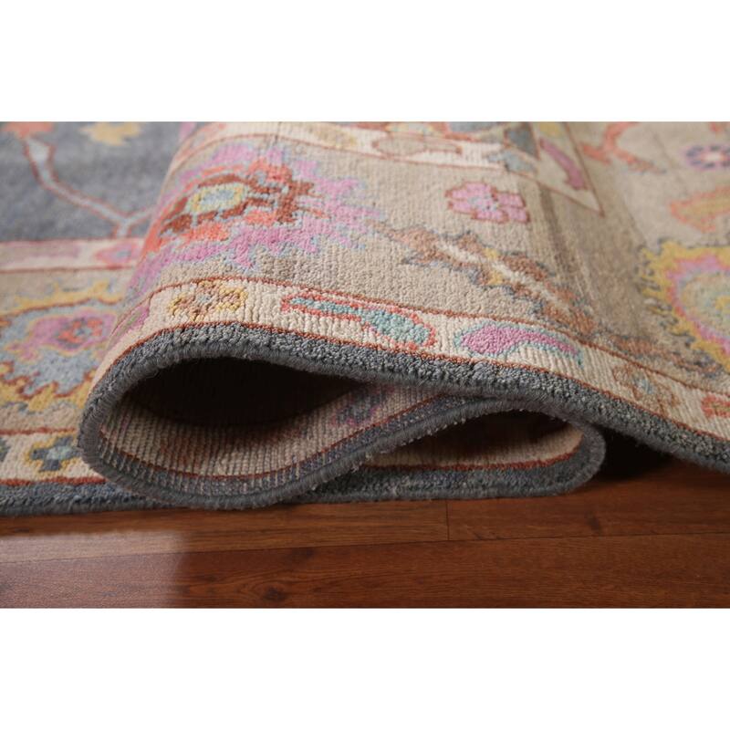 Gray Oushak Area Rug Hand-Knotted Wool Carpet - 8'10"x 11'8"