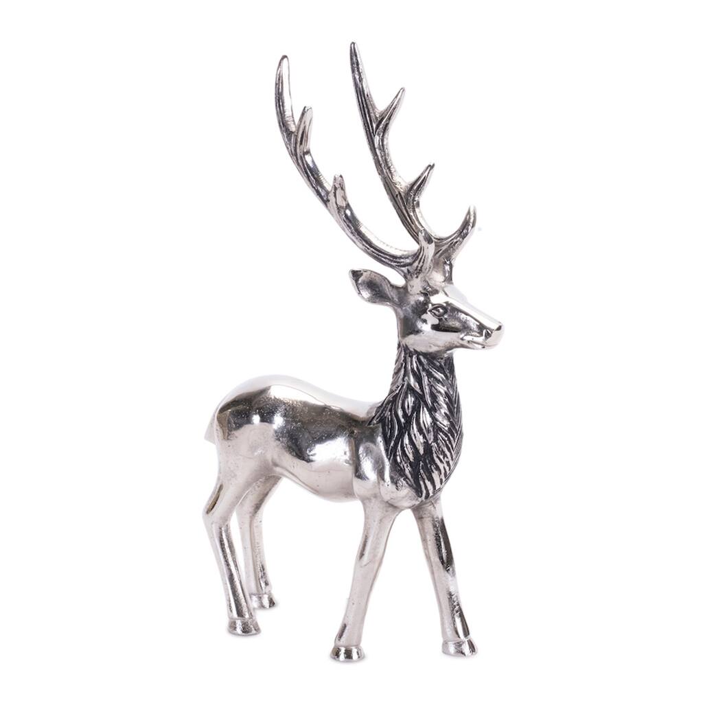 Etched Reindeer Christmas Figurine - 14" - Silver Finish