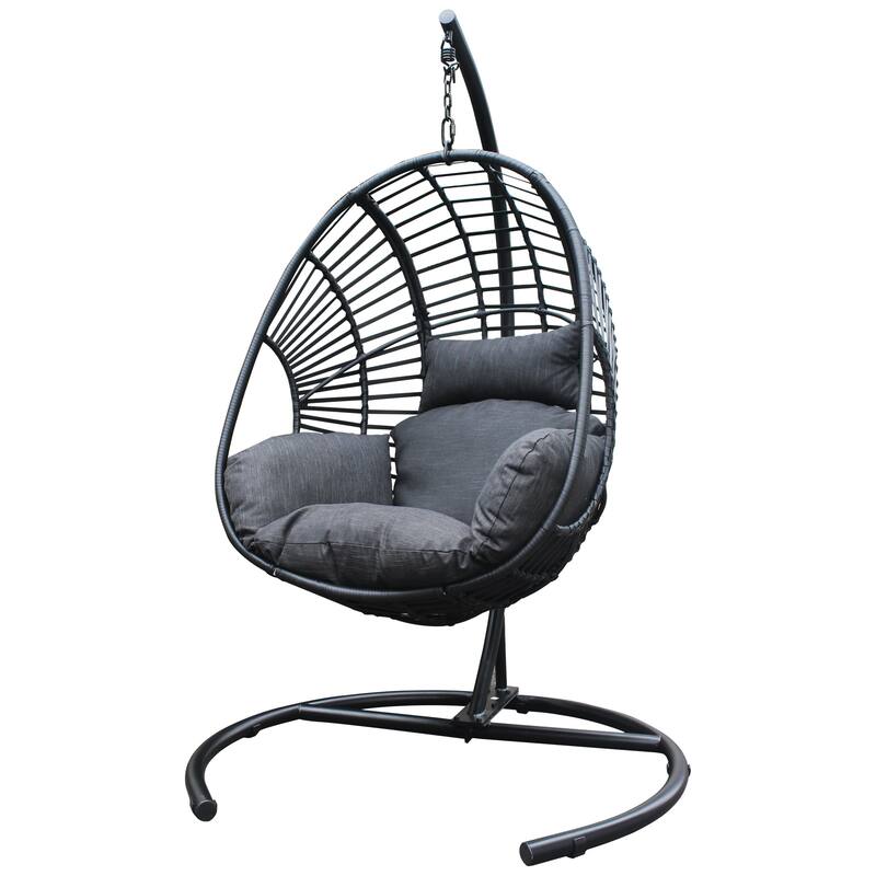 45.00 in. 1-Person Wicker Hanging Porch Swing with Natural Cushions.