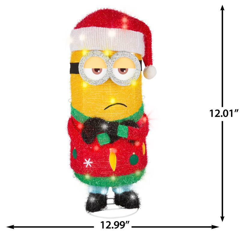Holiday Tinsel Yard Sculpture-Minion Kevin in Santa Hat-28"-Universal