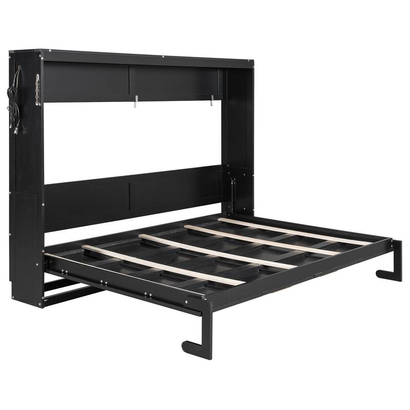 Side-Folding Printed Murphy Bed with LED and USB