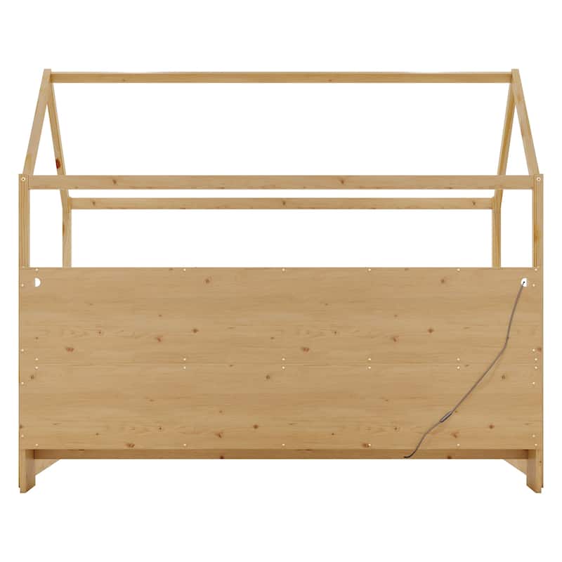 GDF Studio - Fairmont Twin Montessori House Bed with LED Light and Storage Bookshelf