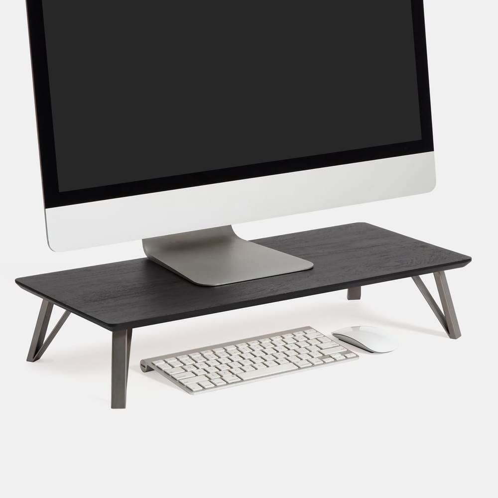 Jani Wood Monitor Stand Riser Desk - Ergonomic Design Stand, Desktop Organizer Table for Home, Office Workspace, Gaming Desk