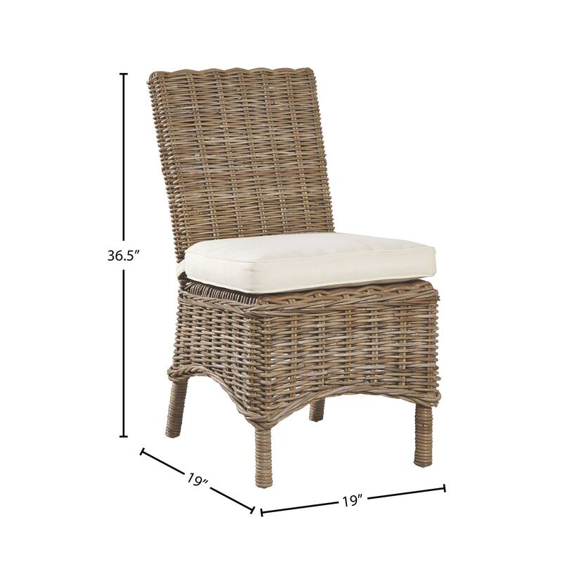Key West Savannah Woven Kubu Side Dining Chair with Muslin Cushion
