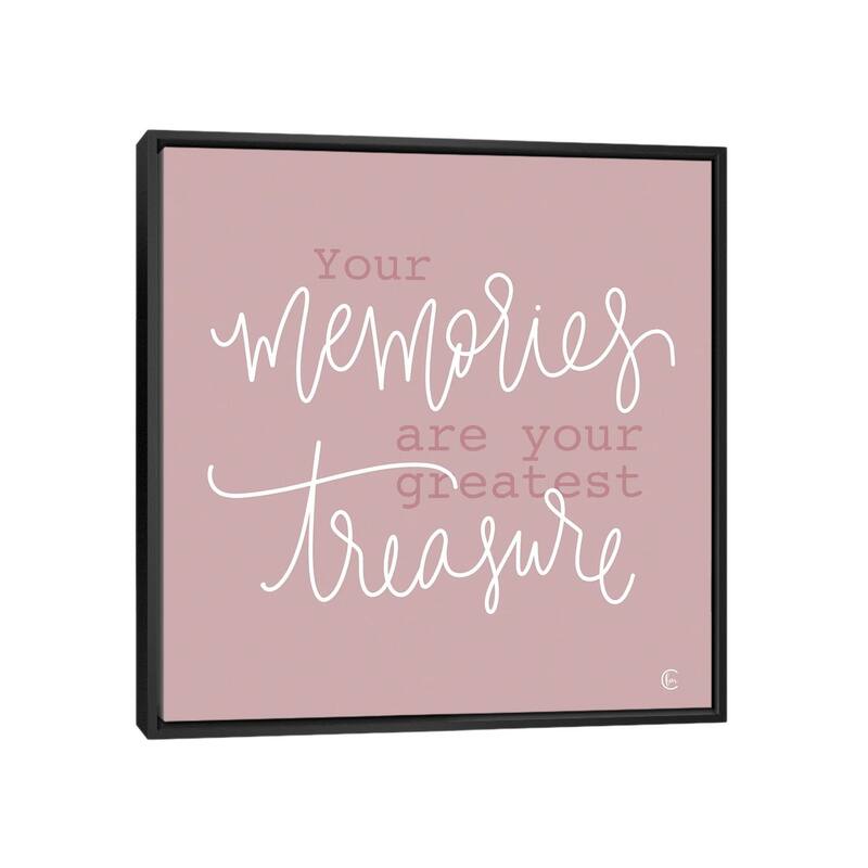 iCanvas "Your Memories Are Your Biggest Treasure" by Fearfully Made Creations Framed Canvas Print - Black - 18x18