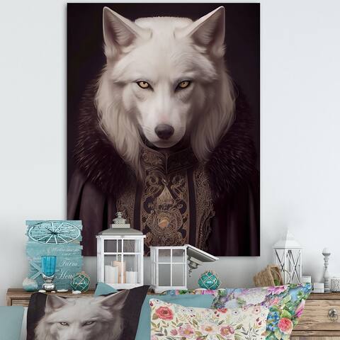 Designart "Portrait Of Elegant And Stylish Wolf II" Animals Wolf Canvas Wall Art