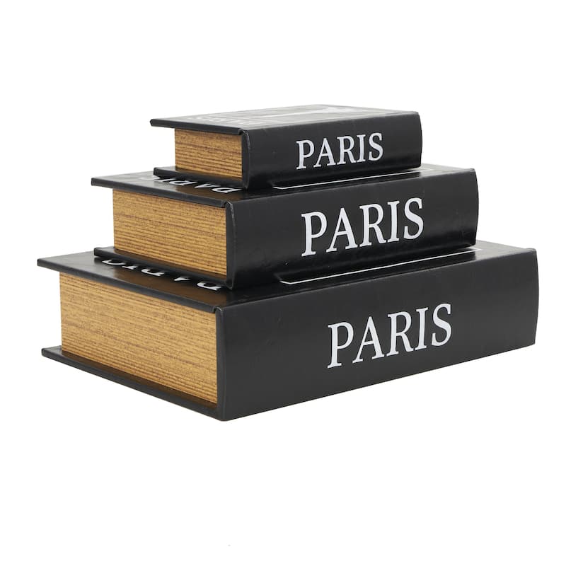Faux Leather or Linen Fabric Book Storage Box - Set of 3 White, Beige, Black, Red or Light Gray - Roche River Decor