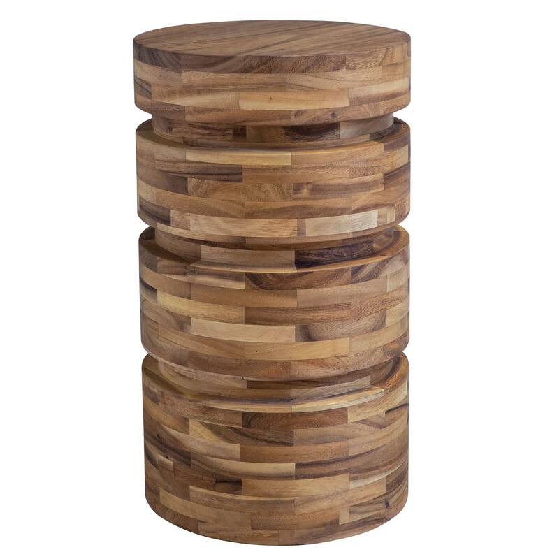 Uttermost Boone 12" Diameter Monochromatic Acacia Wood Drink Table by - Light Natural