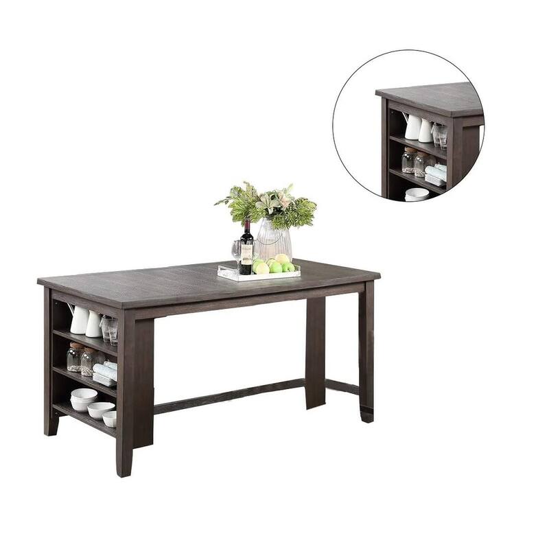 Modern Casual 1pc Counter Height High Dining Table w Storage Shelves Wooden Rustic Espresso Kitchen Breakfast Table Dini