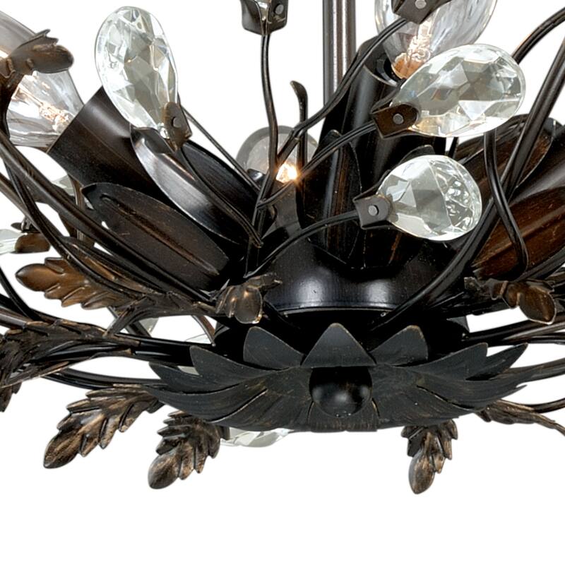 Jardin 19-in W Crystal Bronze Vintage Vine Semi Flush Mount Ceiling Light - 19-in W x 8-in H x 19-in D