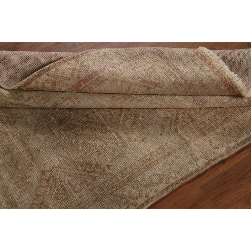 Gold Beige Geometric Balouch Persian Area Rug Handmade Wool Carpet - 3'8" x 6'6"