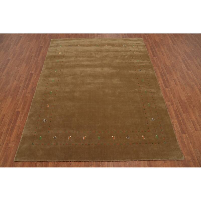 Hand Knotted Oriental 100% Wool Carpet Tribal Animal Pictorial Brown Gabbeh Area Rug - 10' 7'' X 8' 2''