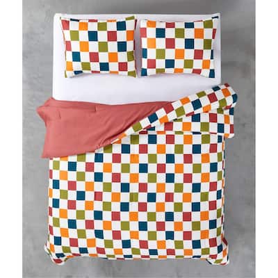 Urban Lifestyle 3 Piece Colorful Checkerboard Comforter Set