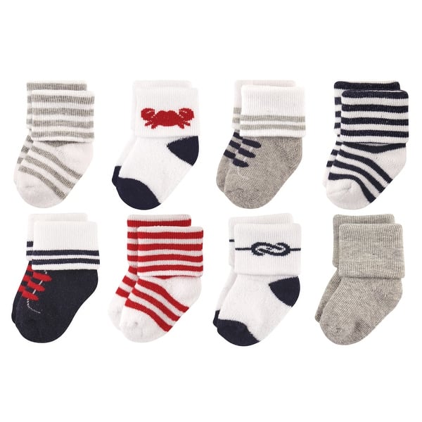slide 1 of 1, Luvable Friends Baby Boy Newborn and Baby Terry Socks, Nautical 0-6 Months - Nautical