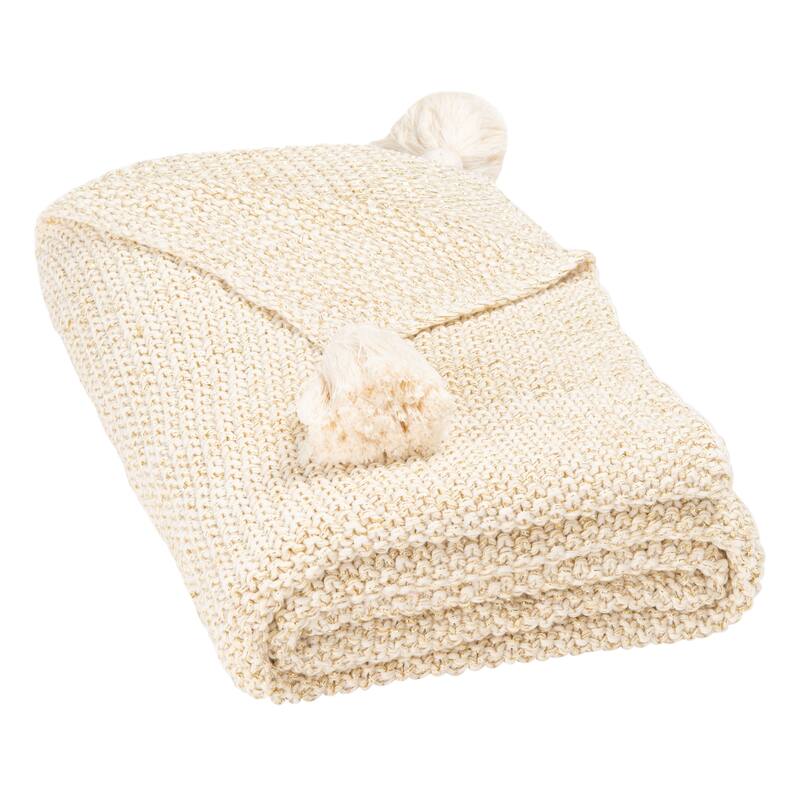 SAFAVIEH Hijiri Beige/ Gold 50 x 60-inch Throw Blanket
