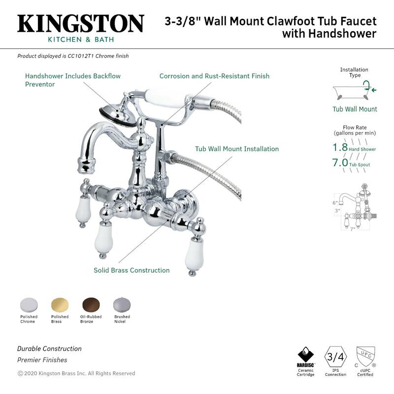 Kingston Brass Vintage Wall Mounted Clawfoot Tub Filler with Personal