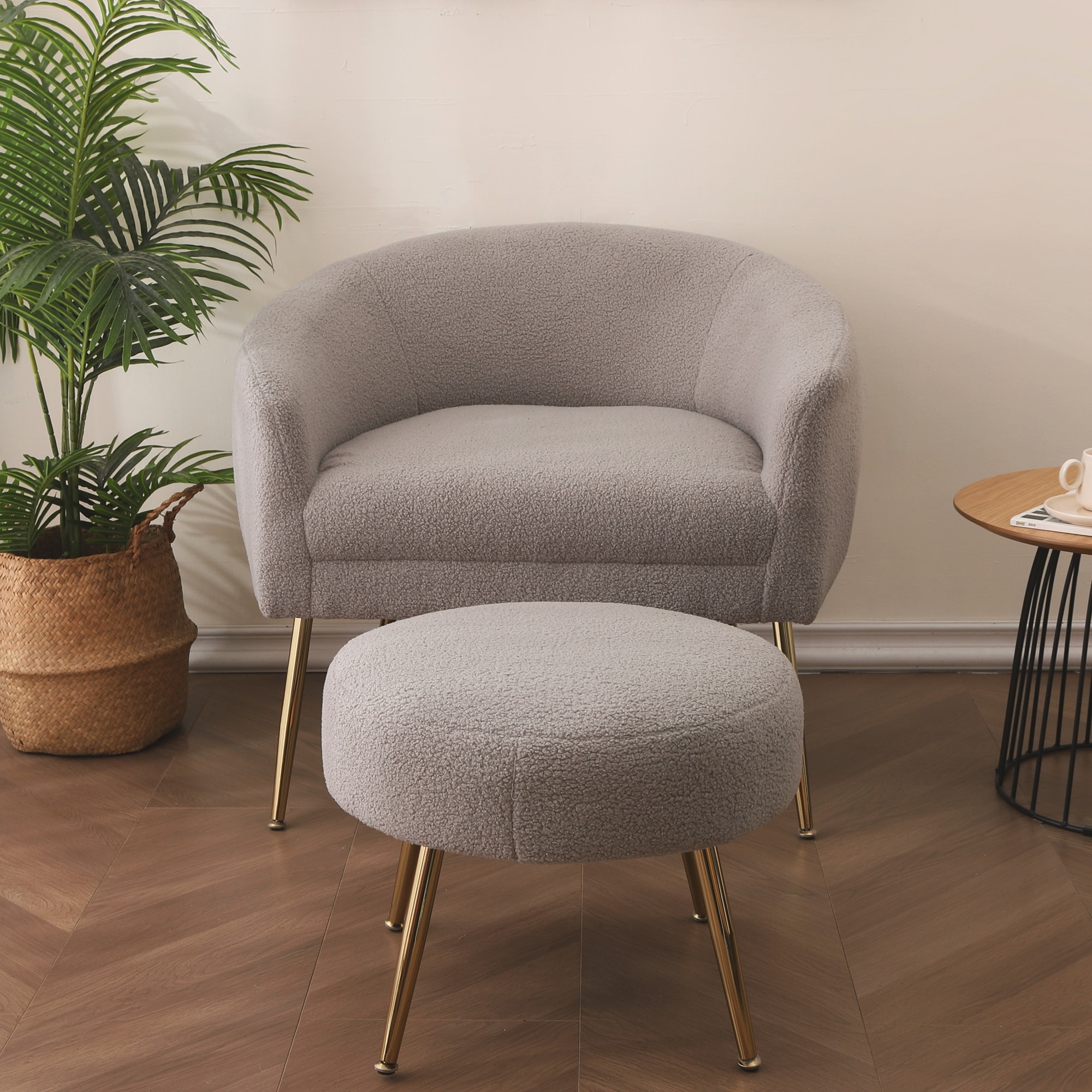 Grey velvet hotsell armchair and footstool