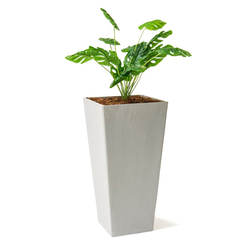 XBrand Modern 28-Inch Square Planter, Modern Tapered Planter Perfect for Indoor & Outdoor Planter, Patio Décor - Grey