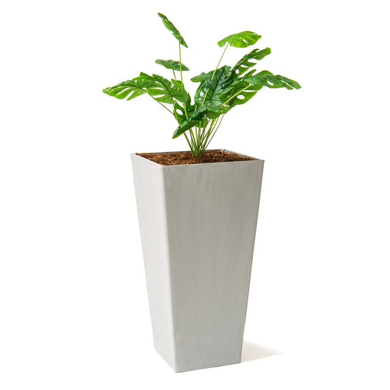 XBrand Modern Square Tapered Planter – 28" or 30" Tall, Indoor & Outdoor Use - 1 x 30"H - Grey