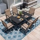 preview thumbnail 1 of 13, Nuu Garden Outdoor 7-Piece Dining Set, Textilene Fabric, Powder-coated Iron Frame - 61 inch Black