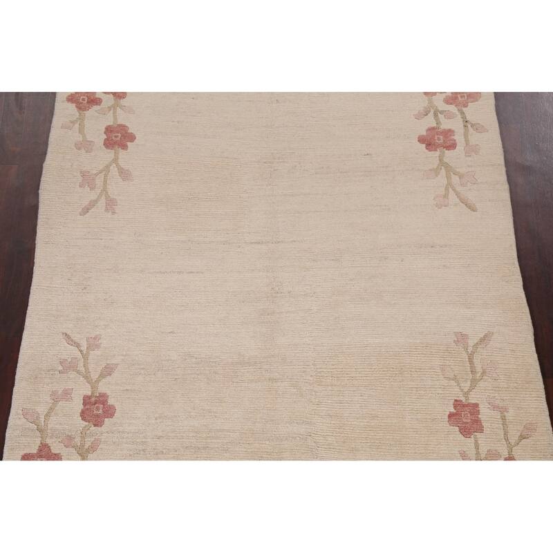 Vegetable Dye Nature Print Nepalese Wool Area Rug Hand-knotted Carpet - 5'6" x 7'7"