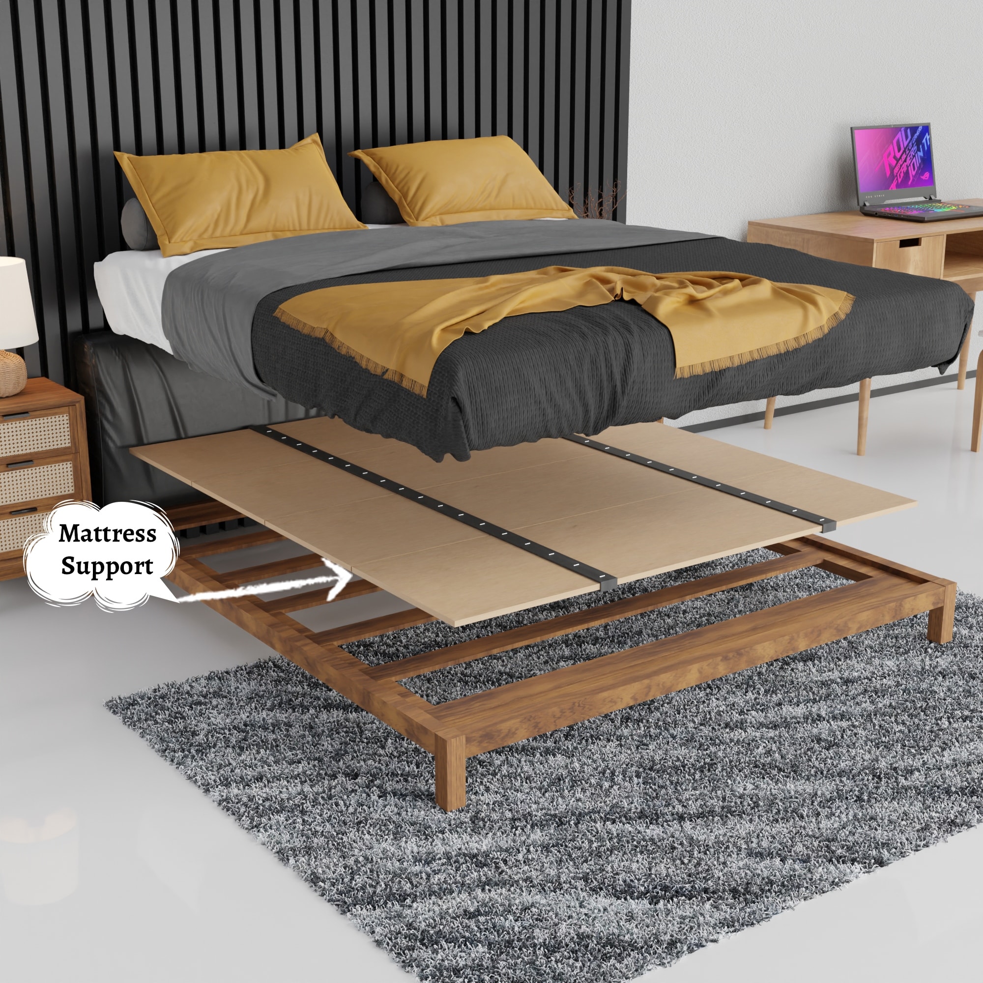 Folding Bunkie Board, Low-Profile Mattress Support Platform for Daybeds, Bunk Beds, Futons & Metal/Wood Frames.