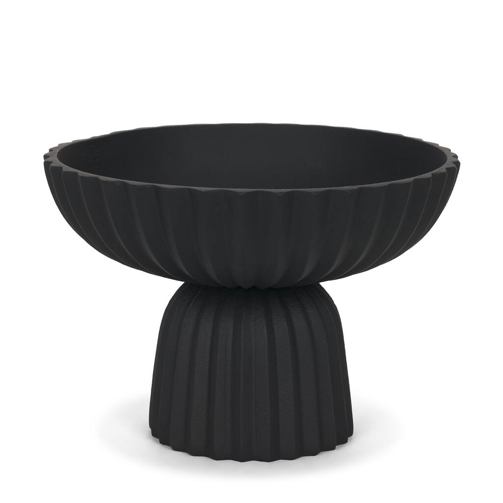 Ciaran Smooth Fluted Matte Black Metal Decorative Bowl
