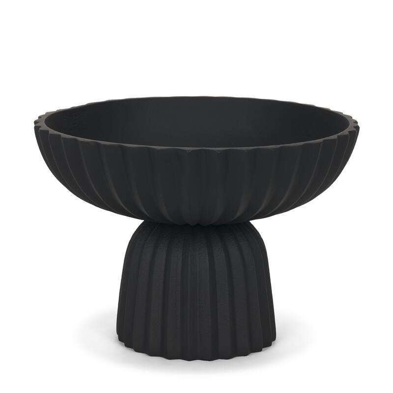 Ciaran Smooth Fluted Matte Black Metal Decorative Bowl - 10.0L x 10.0W x 7.0H - Black
