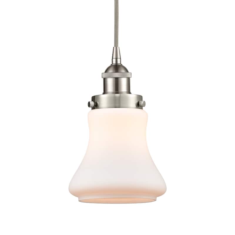 Innovations Lighting 616-1PH-10-6 Bellmont Pendant Bellmont 6" Wide - Brushed Satin Nickel / Matte White