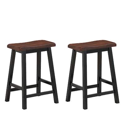 Gymax Set of 2 Bar Stools 24''H Saddle Seat Pub Chair Home Kitchen - See Details