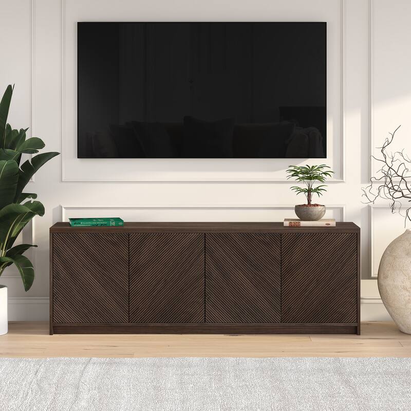 Renad Rectangular Fluted TV Stand for TV's up to 78" - 70" Wide