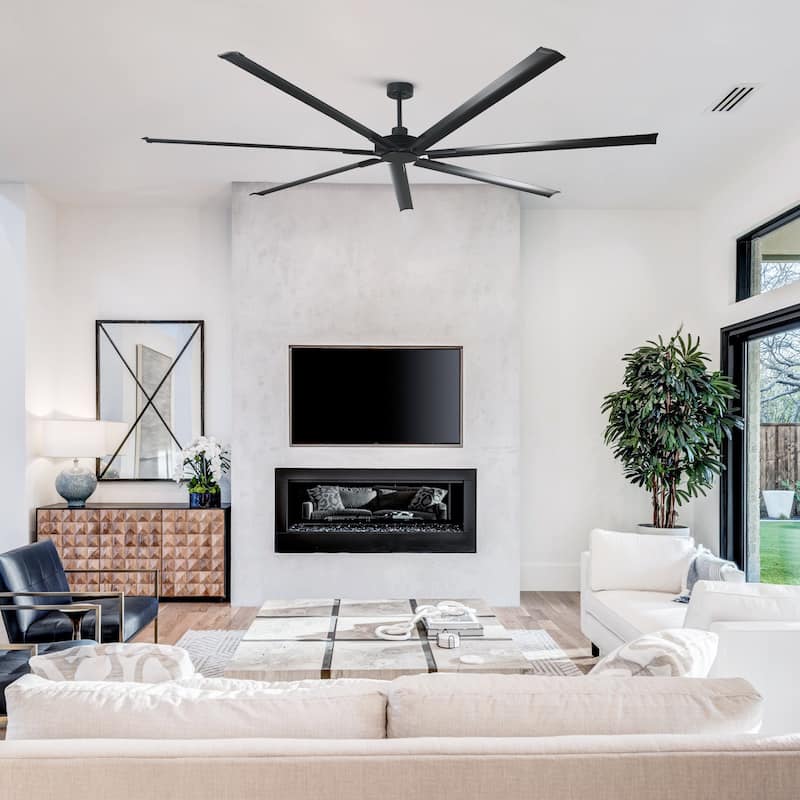 84" Industrial Aluminum Warehouse Black Extra Large Ceiling Fan with Remote