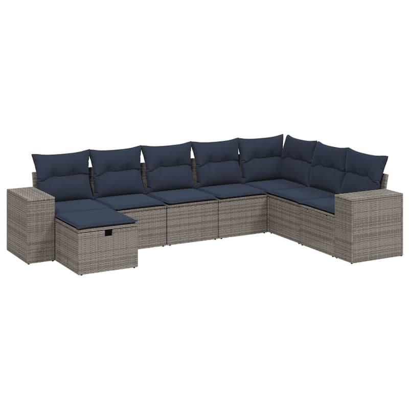 vidaXL Patio Sofa Set with Cushions Outdoor Conversation Furniture Poly Rattan - 24.4" x 24.4" x 27.2"