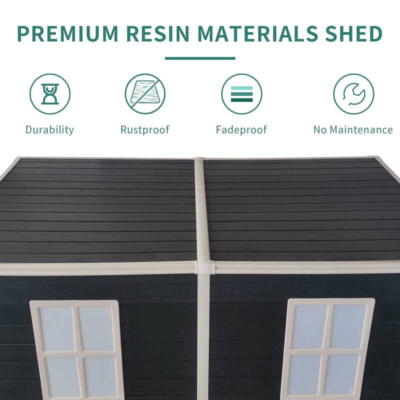 Rust-proof Resin Outdoor Garden Shed with Lockable Door Storage Shed, UV-Protected, Waterproof Tool Shed