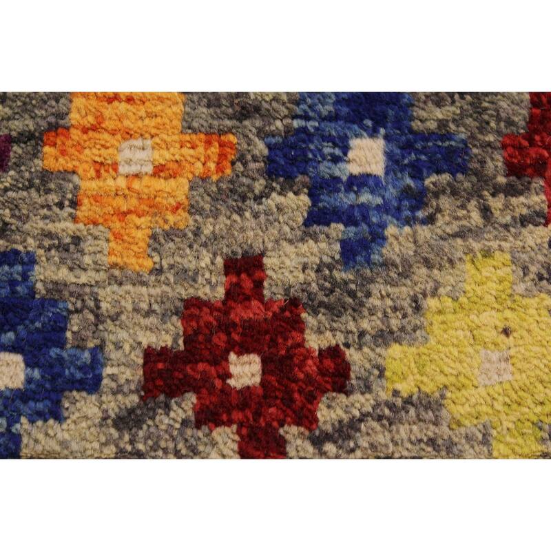 Shabby Chic Balochi Walls Gray/Blue Hand Knotted Wool Rug - 4'10'' x 6'6''
