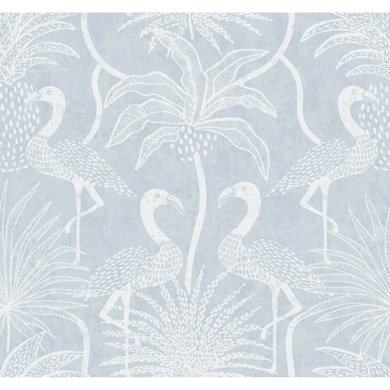A-Street Prints Biscayne Sky Blue Flamingo Beach Wallpaper