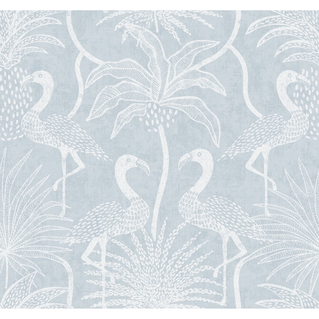 A-Street Prints Biscayne Sky Blue Flamingo Beach Wallpaper
