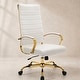preview thumbnail 37 of 98, Benmar Ribbed Leather Executive High Back Office Chair with Gold Frame, Swivel, Tilt, Lumbar Support